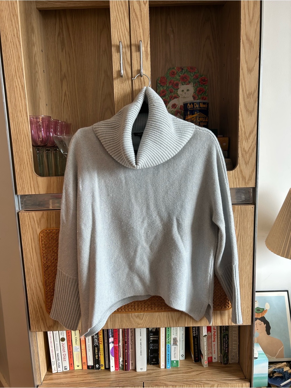 Eileen Fisher 100% Cashmere Cowl Neck Oversized Sweater Gray M